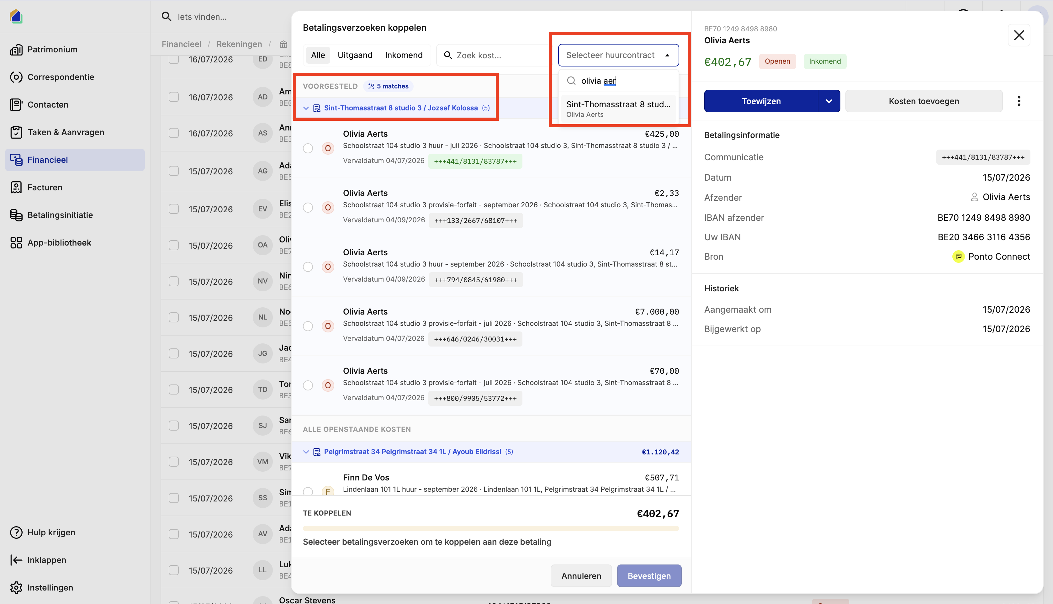 Transactie met OGM-match