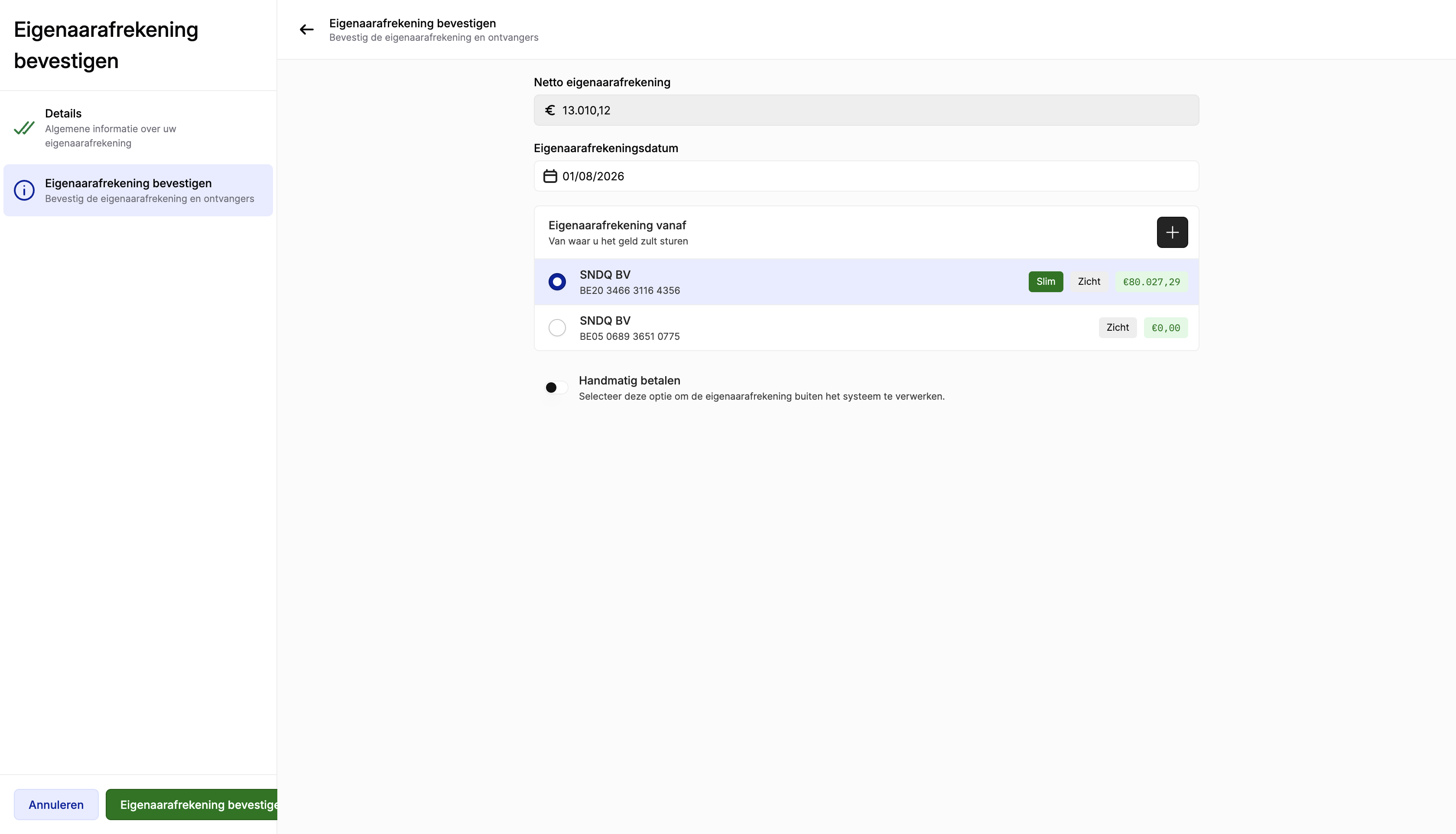 Wizard — Bevestigen met Slim account