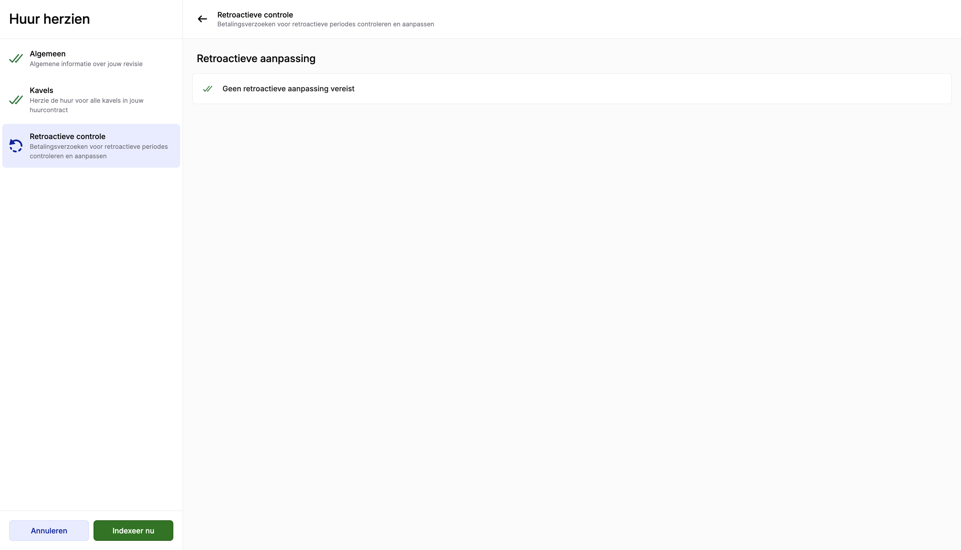Wizard — Stap Retroactieve controle