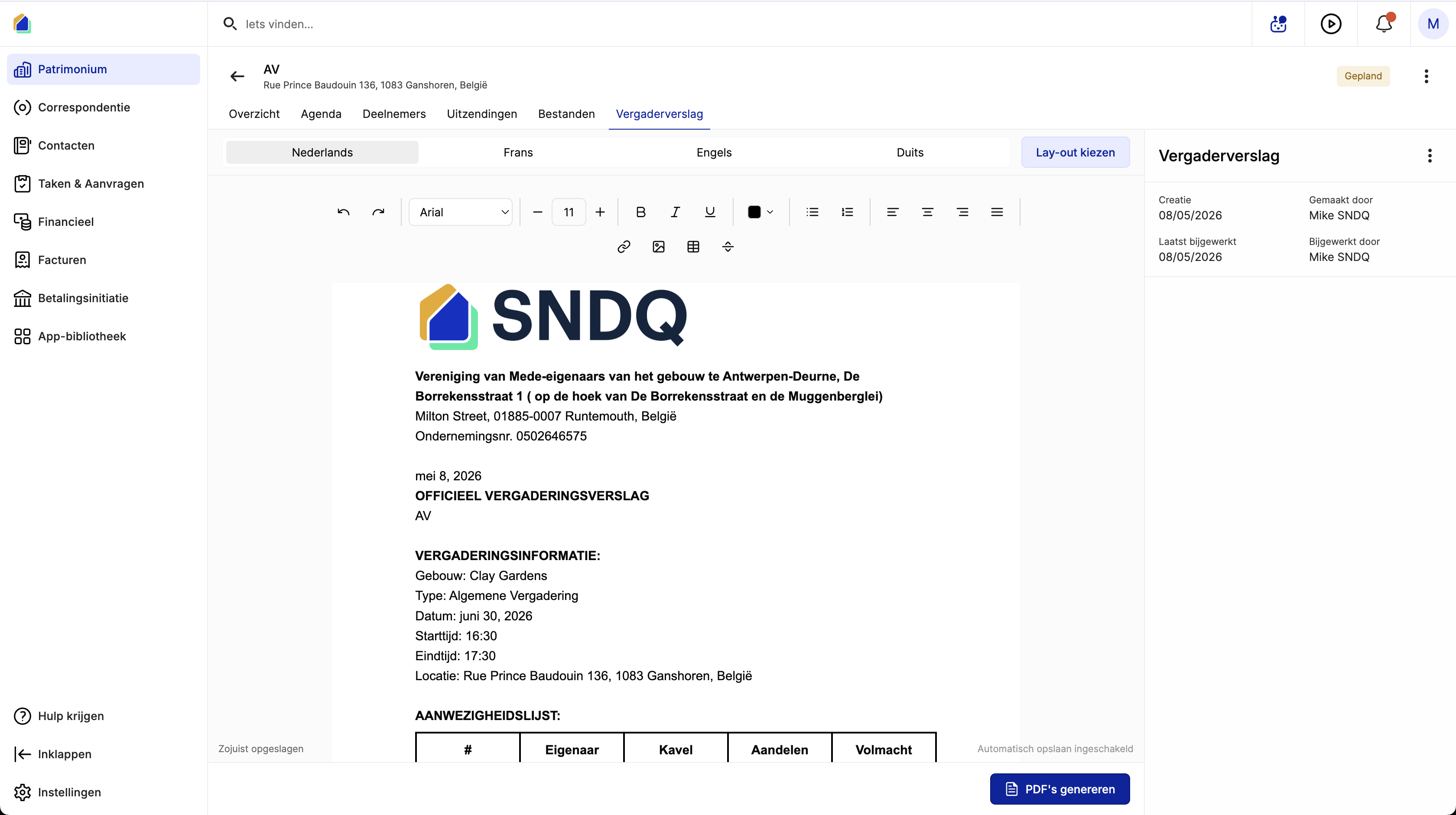 Verslageditor met lay-out