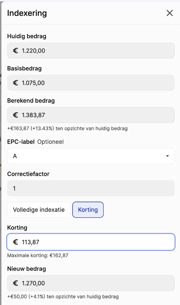 Indexatie met korting