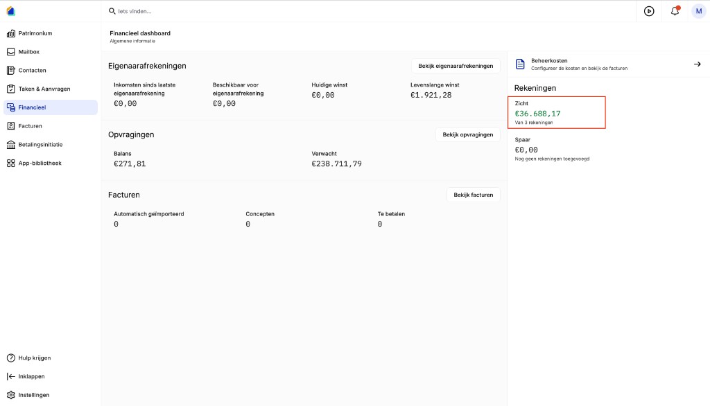 Financieel dashboard - rekeningen
