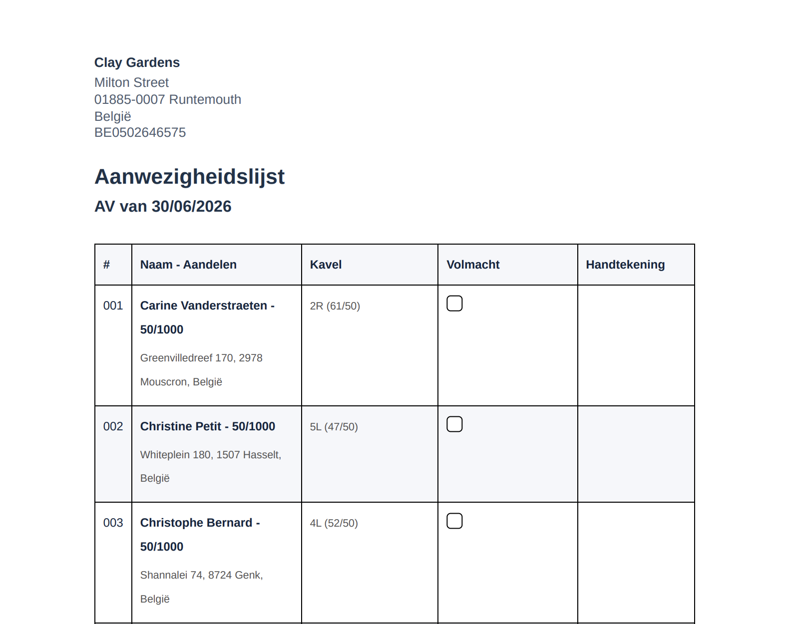Aanwezigheidslijst PDF