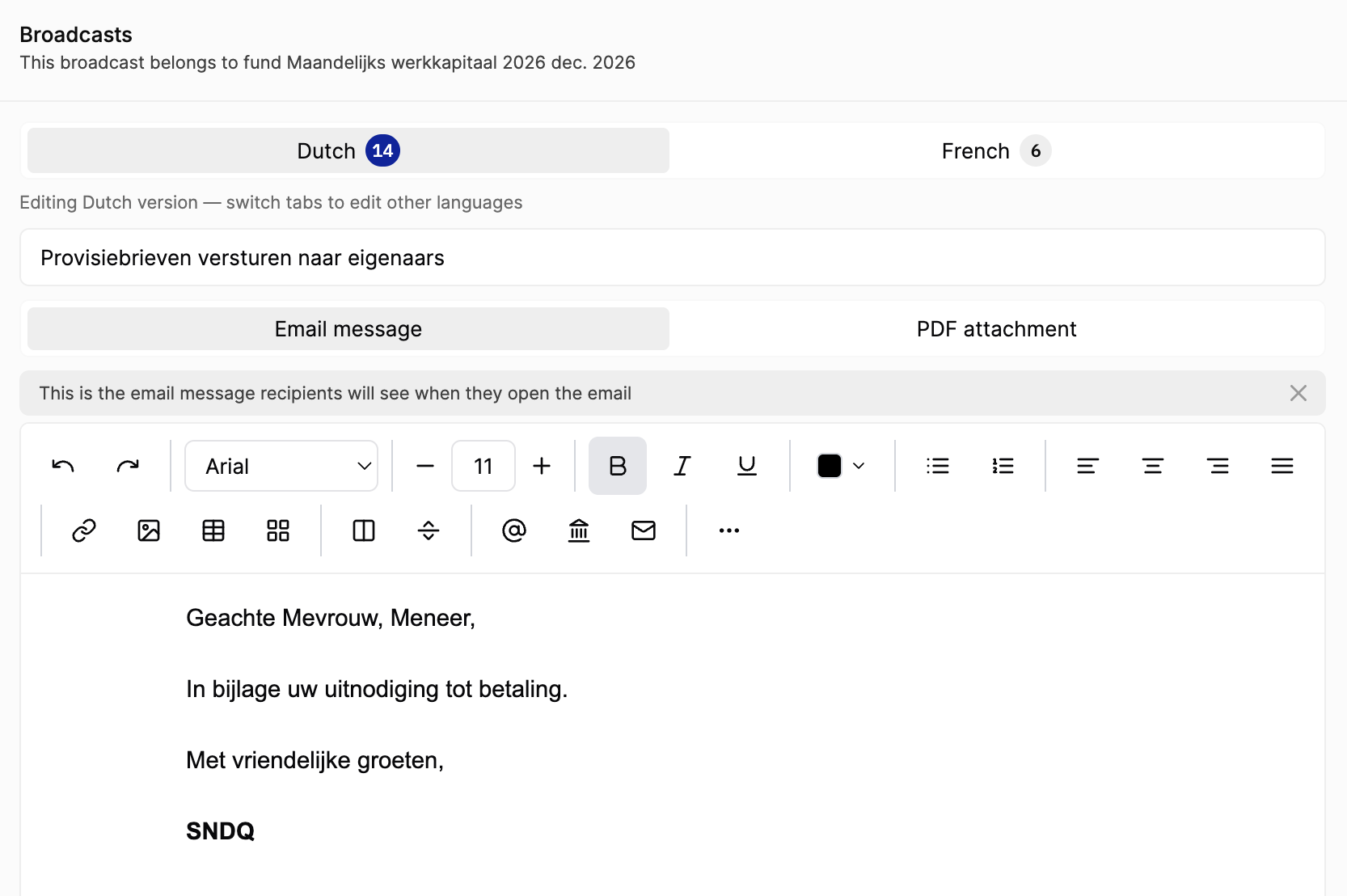 E-mailbericht editor