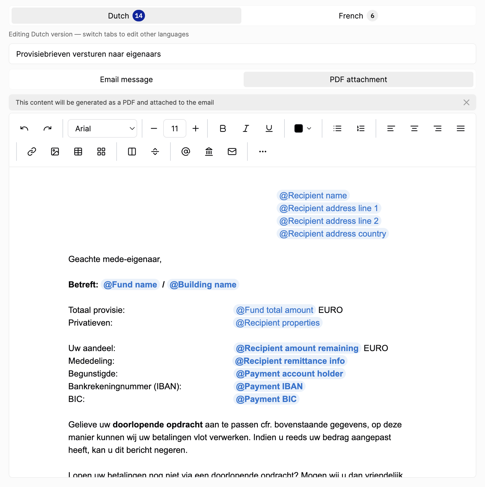 PDF-bijlage sjabloon